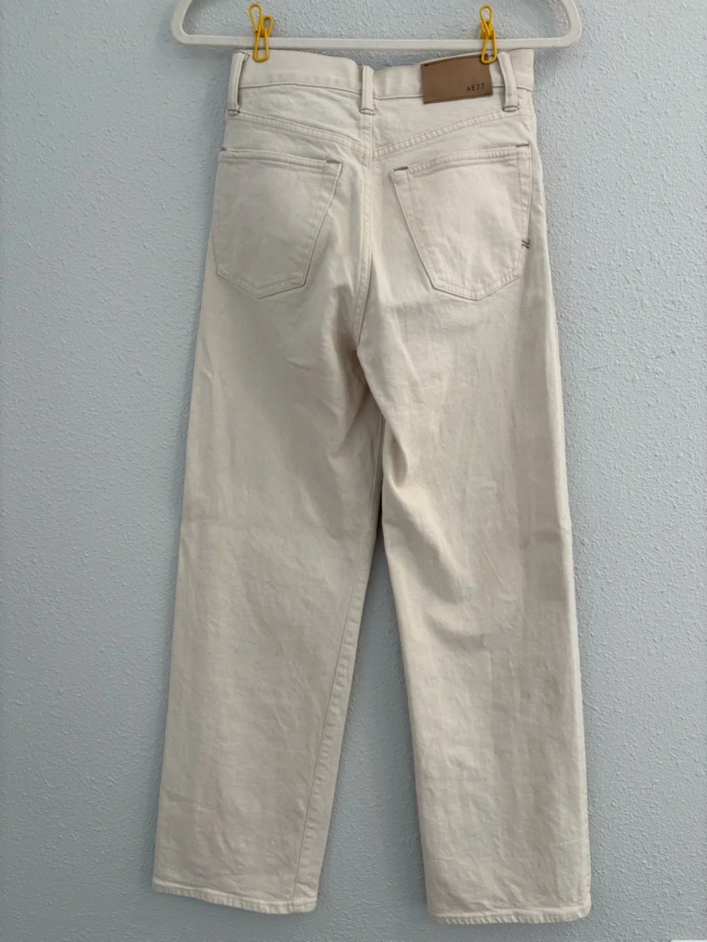 AE77 Cream Stovepipe Selvedge Jeans (size 0 short) American Eagle Premium - Picture 7 of 9